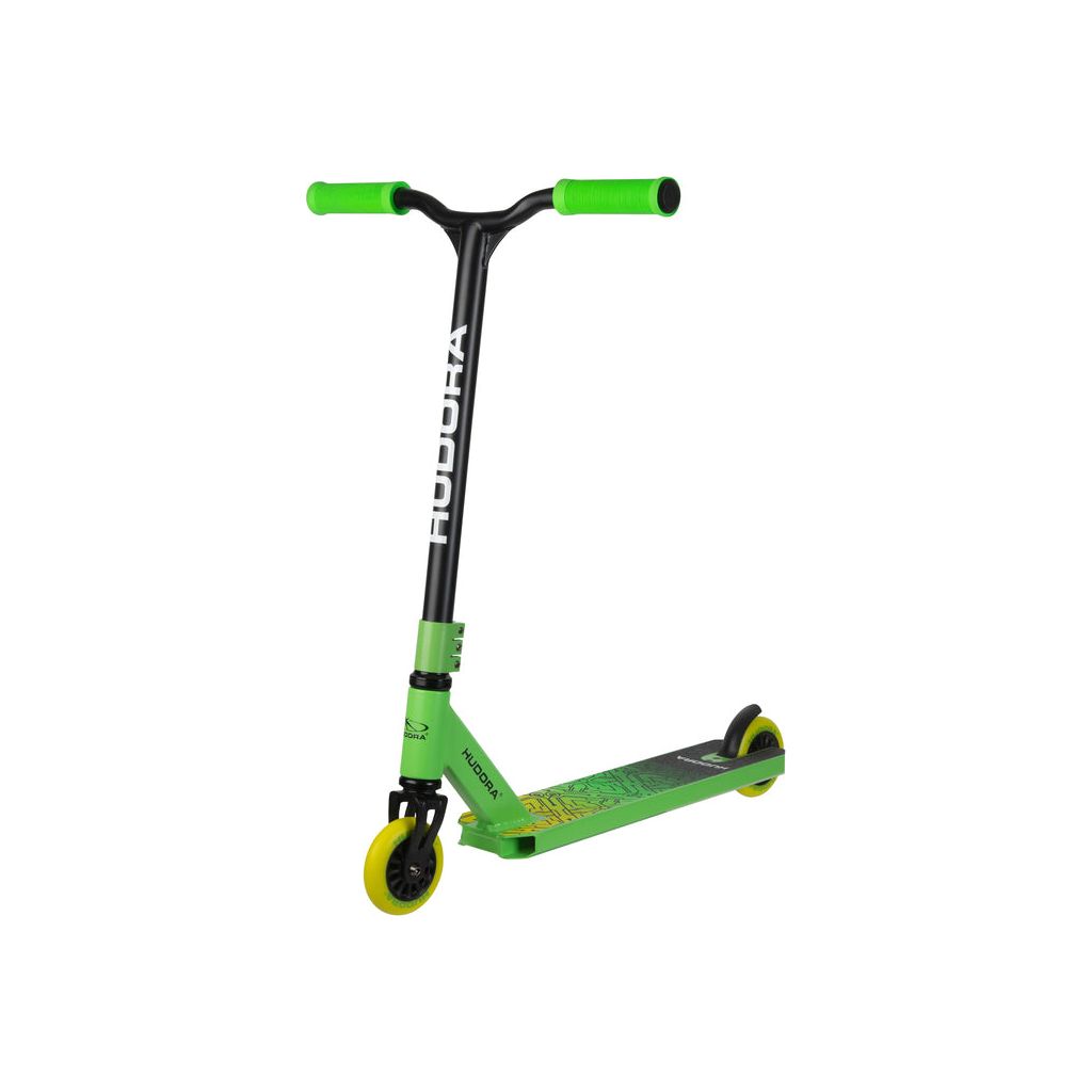 Hudora Kinder Stunt Scooter (Grün, Schwarz, 67.5cm × 75cm, 3.6kg)