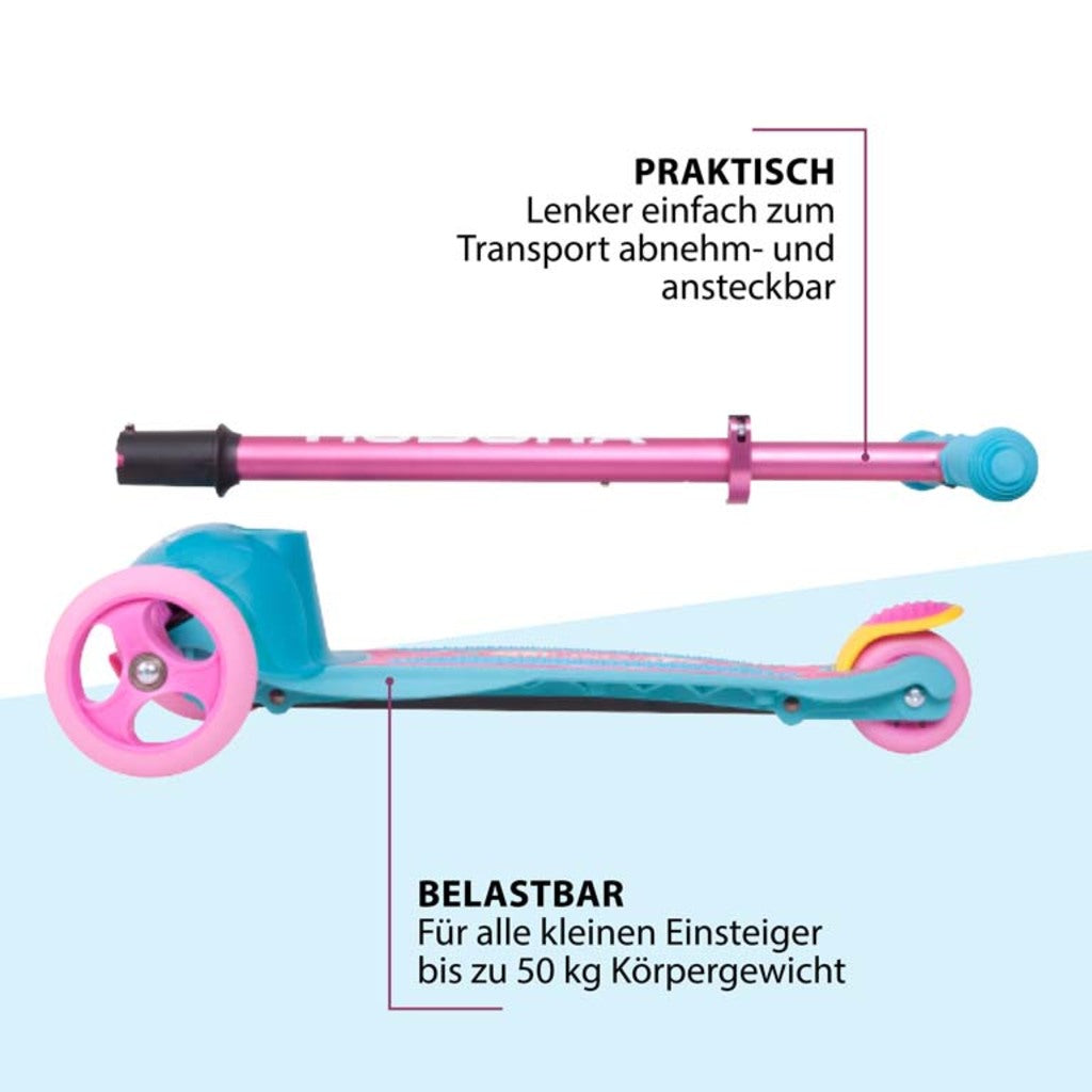 Hudora Flitzkids 2.0 Skate Wonders (rosa/hellblau, 54cm × 28cm × 66cm, 2.125kg)