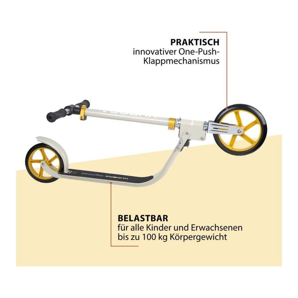 Hudora BigWheel® 215 Scooter (sand, 88cm × 48cm × 106cm, 4.1kg)