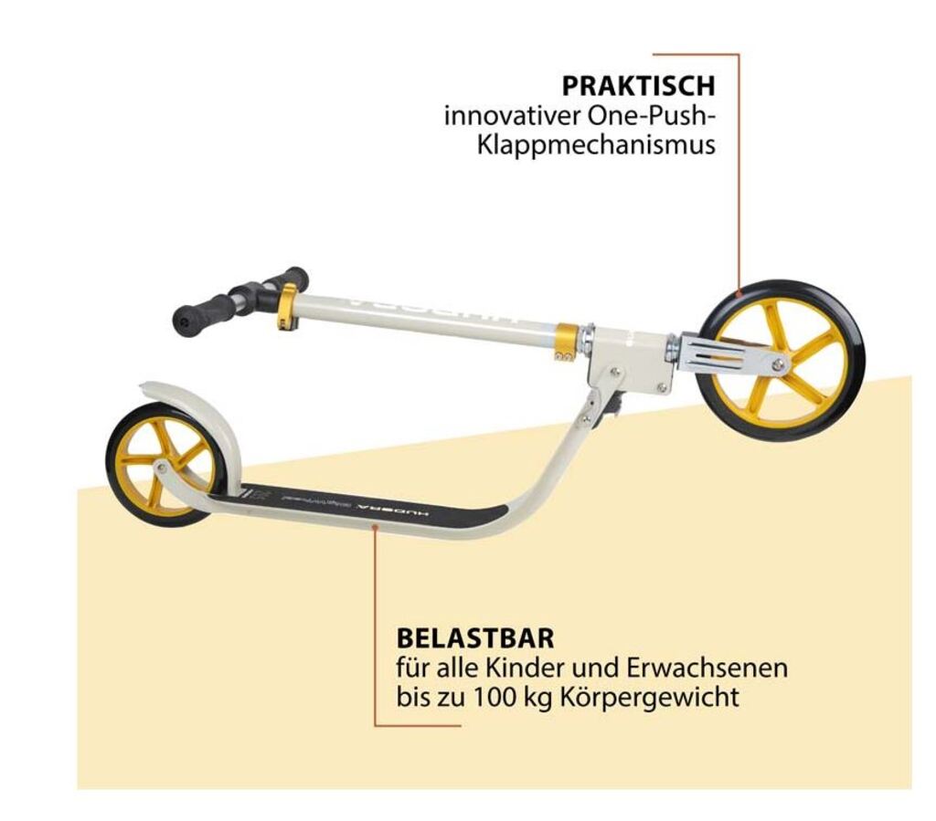 Hudora BigWheel® 215 Scooter (sand, 88cm × 48cm × 106cm, 4.1kg)
