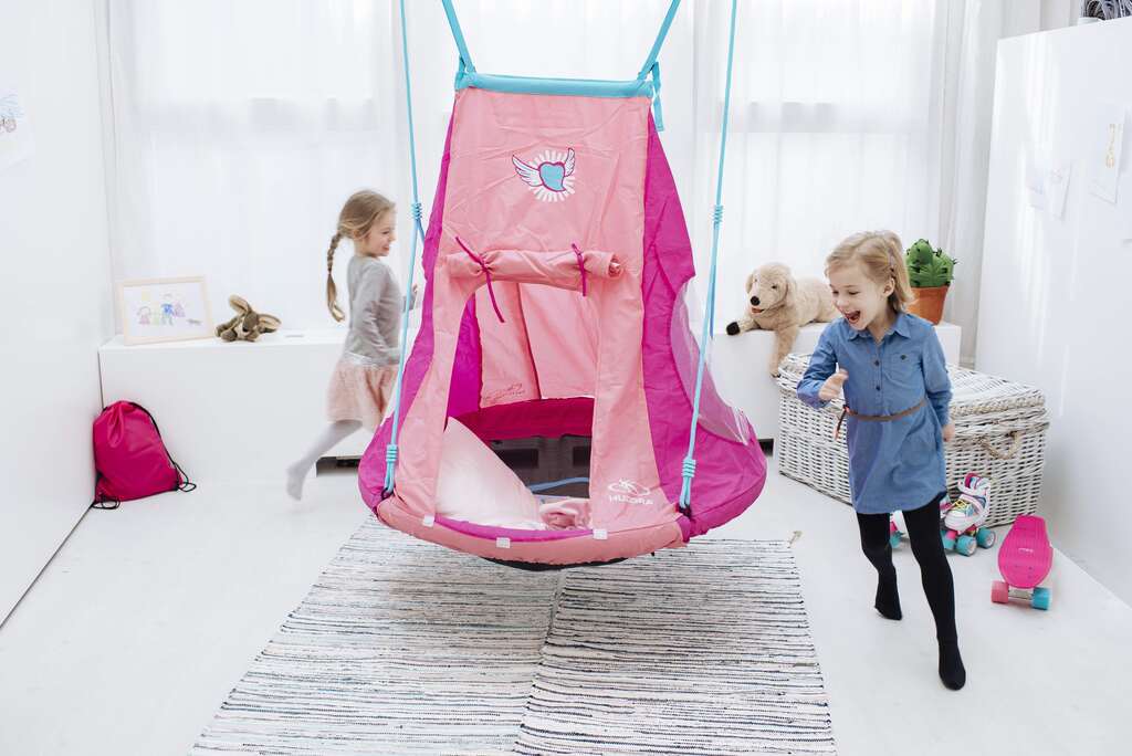 Hudora Nestschaukel mit Zelt Heart 110 (rosa, ⌀110cm)