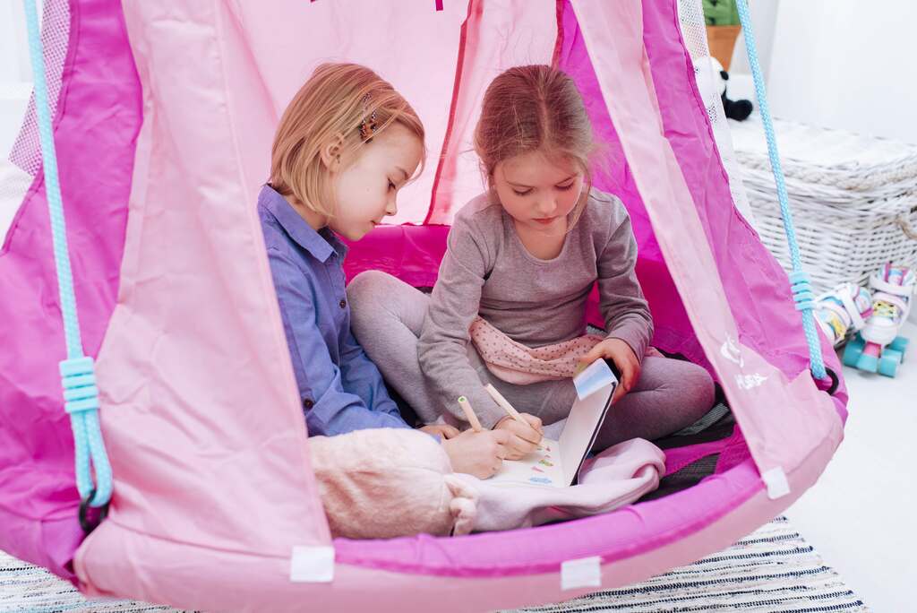 Hudora Nestschaukel mit Zelt Heart 110 (rosa, ⌀110cm)