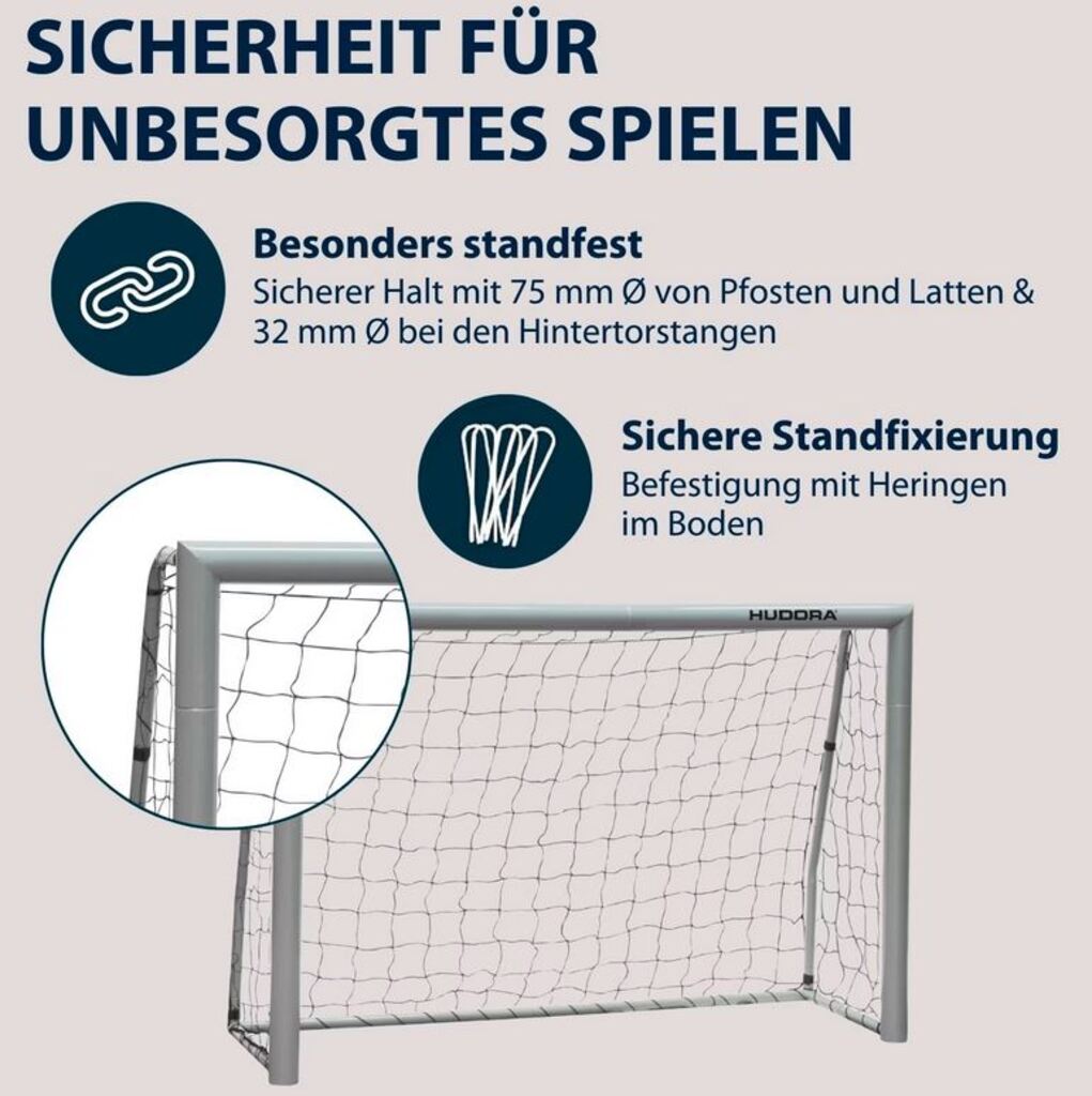 Hudora Fussballtor Expert 180 (grau, 180cm × 120cm × 60cm)