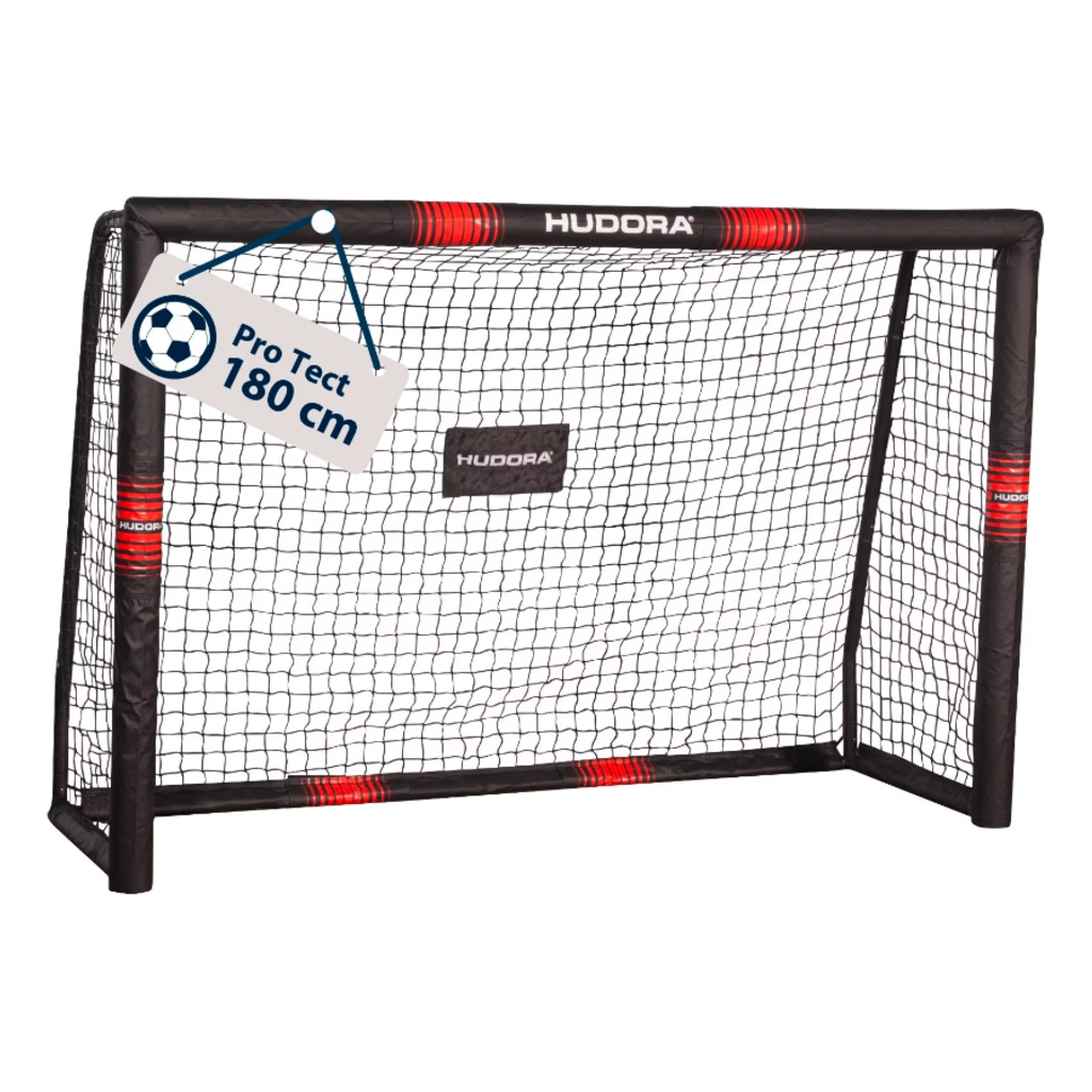 Hudora Fussballtor Pro Tect 180 (schwarz/rot, 180cm × 60cm × 120cm, 9kg)