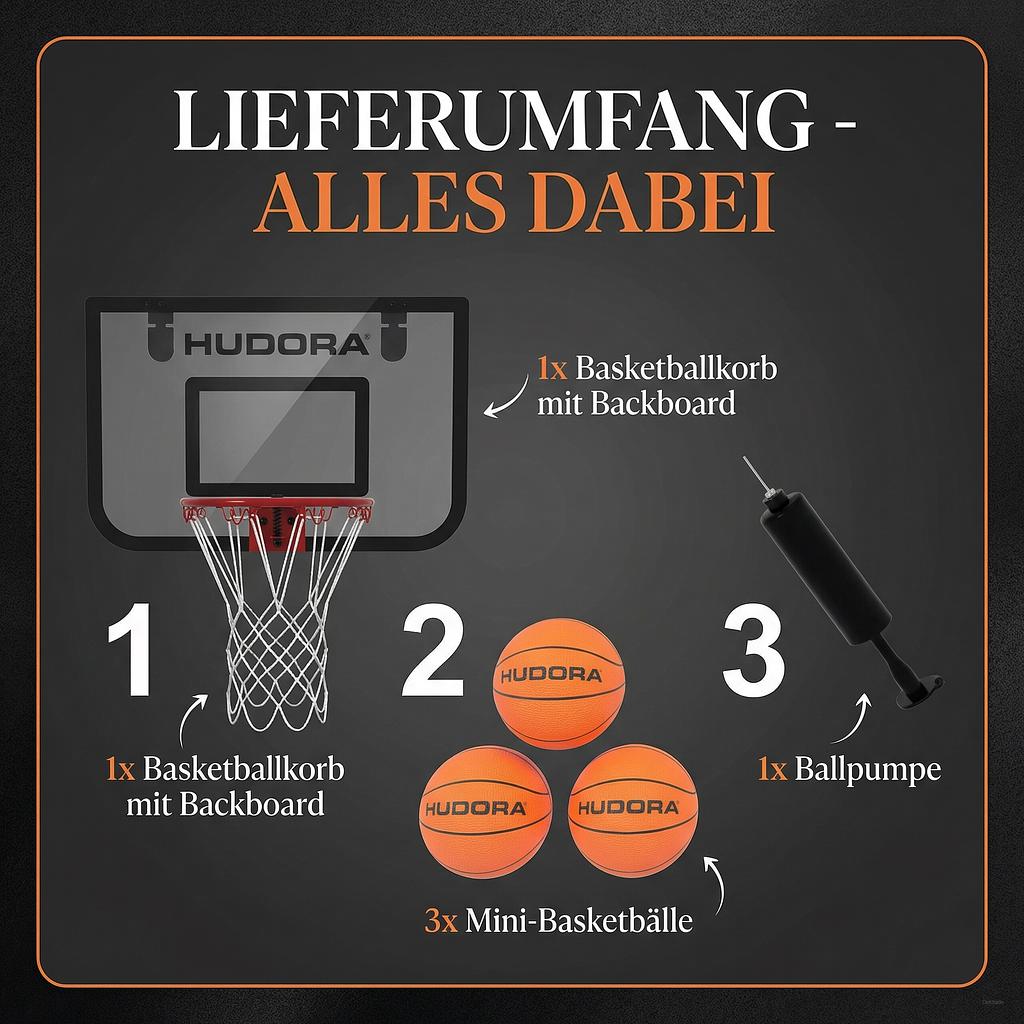 Hudora Mini-Basketballkorb-Set Indoor mit Türaufhängung