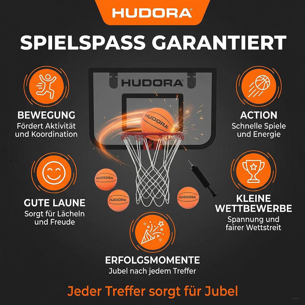 Hudora Mini-Basketballkorb-Set Indoor mit Türaufhängung