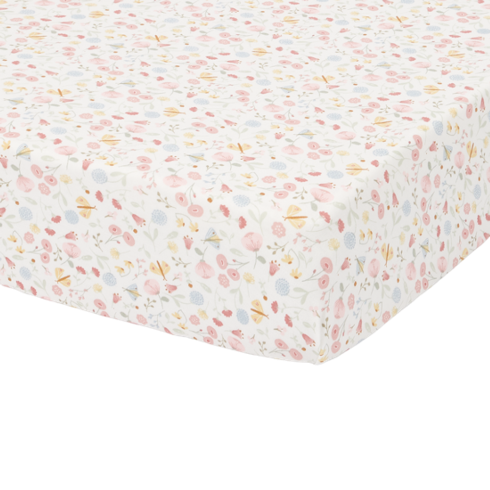 Little Dutch Spannbetttuch 70x140/150 Flowers & Butterflies