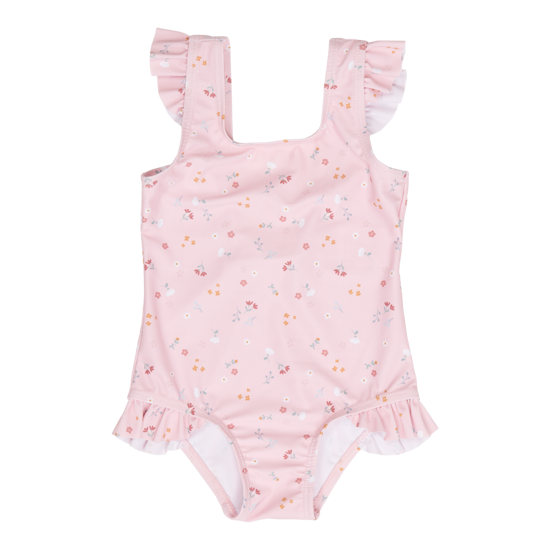 Little Dutch Badekleid ärmellos mit Rüschen Little Pink Flowers - 62/68