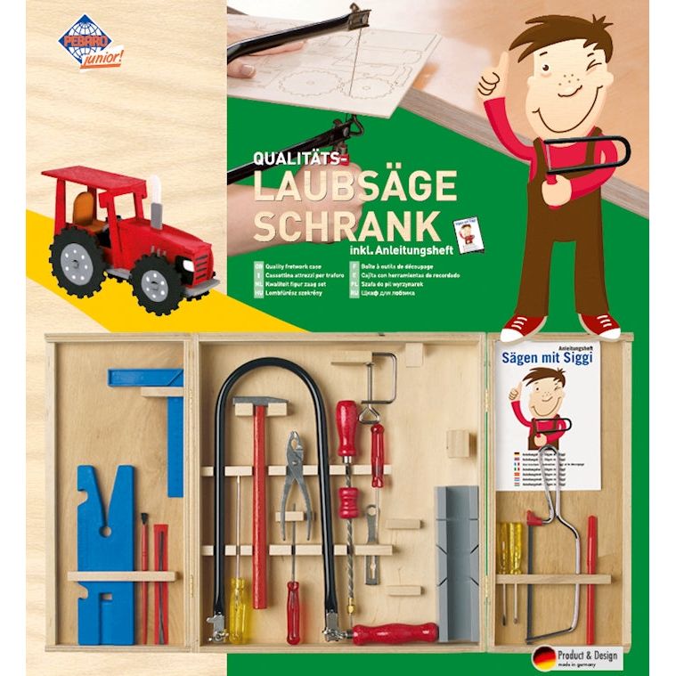 Laubsäge-und Werkzeugschrank Holz 18-teilig