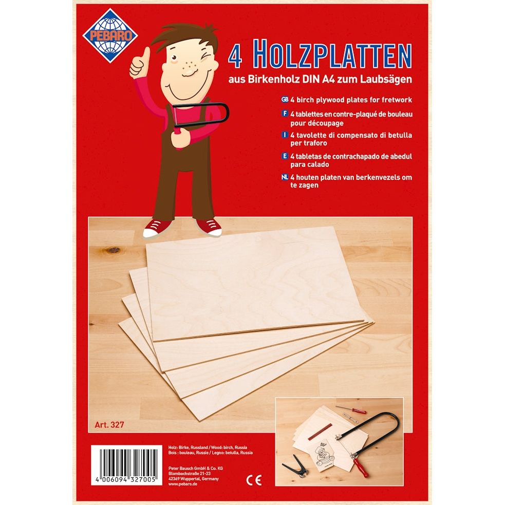 Laubsäge-Birkensperrholz 4 Stück