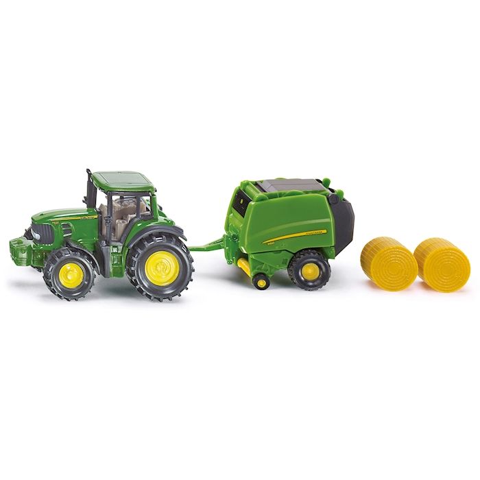 John Deere mit Ballenpresse