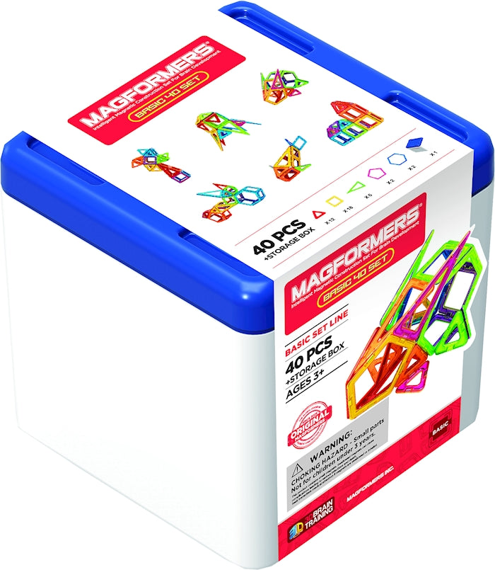 Magformers Basic 40 Set mit Aufbewahrungsbox, 40 magnetische Teile