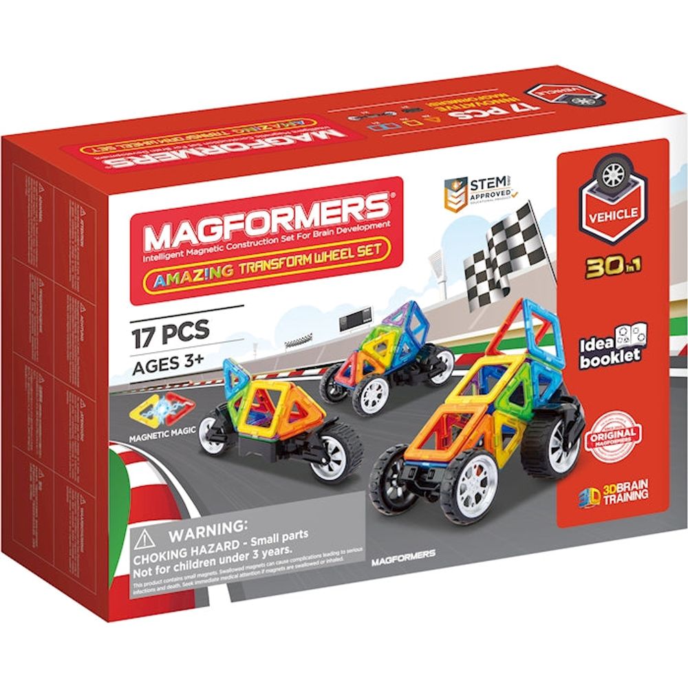 Magformers Amazing Transform Wheelset, 17 magnetische Teile inkl. Rädern