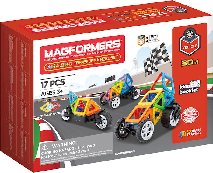 Magformers Amazing Transform Wheelset, 17 magnetische Teile inkl. Rädern