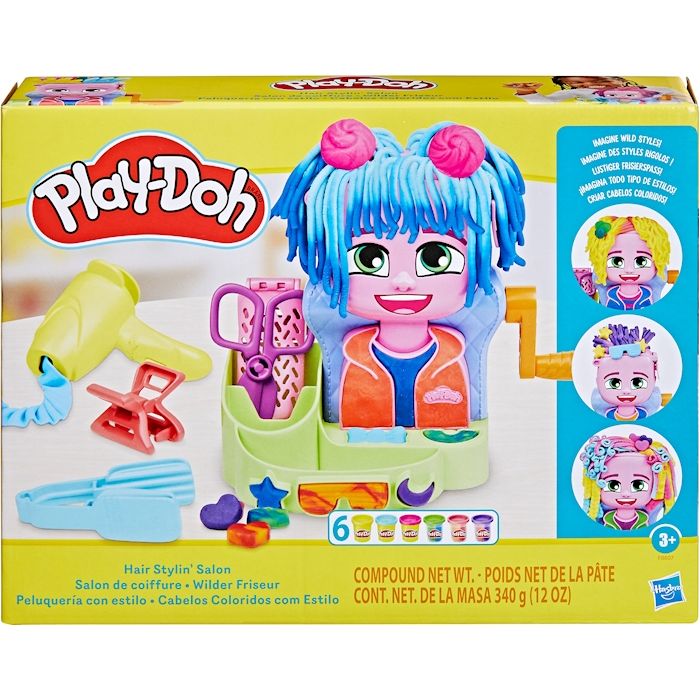 Play-Doh Wilder Friseur 6 Dosen Knete, Kopf, Schere, Accessoires, ab 3 Jahren