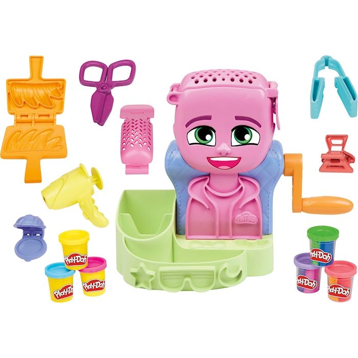 Play-Doh Wilder Friseur 6 Dosen Knete, Kopf, Schere, Accessoires, ab 3 Jahren