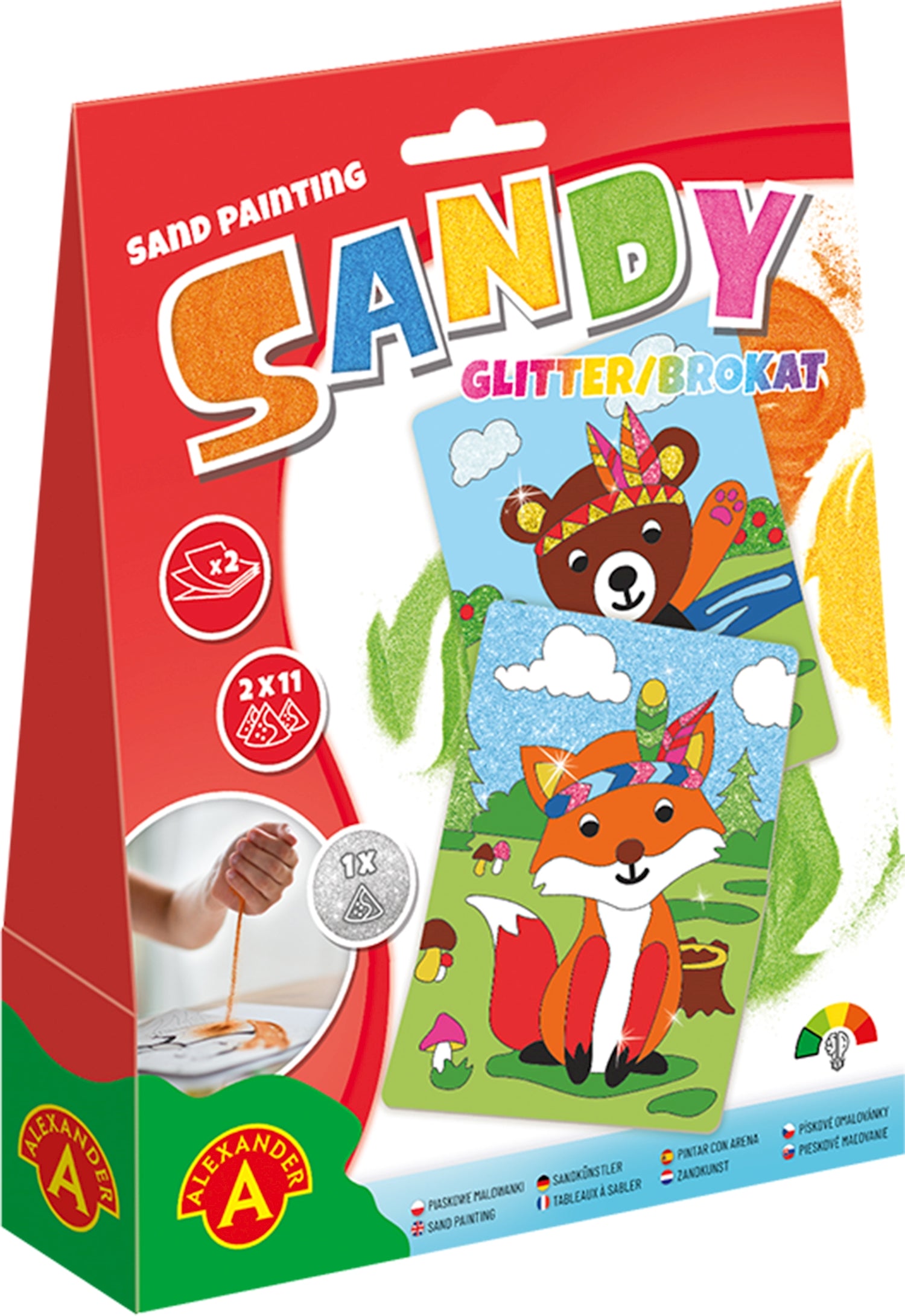 Sandy GLITTER Fuchs und Bär Sandbilder