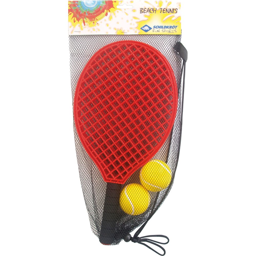 Beachtennis Set 2 Schläger, 2 Schaumstoff- bälle, Netztasche, ab 3 J.