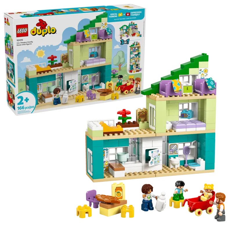 LEGO DUPLO Town Modernes Familienhaus mit Figuren – 3-in-1-Set 10470