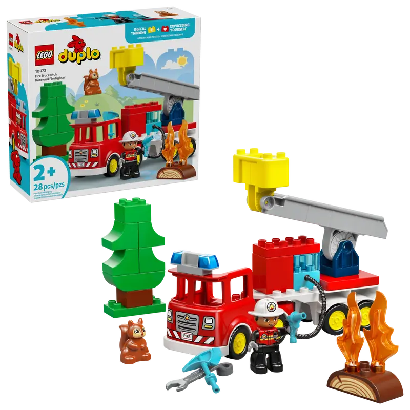 LEGO DUPLO Town Löschauto mit Schlauch und Feuerwehrmann 10473