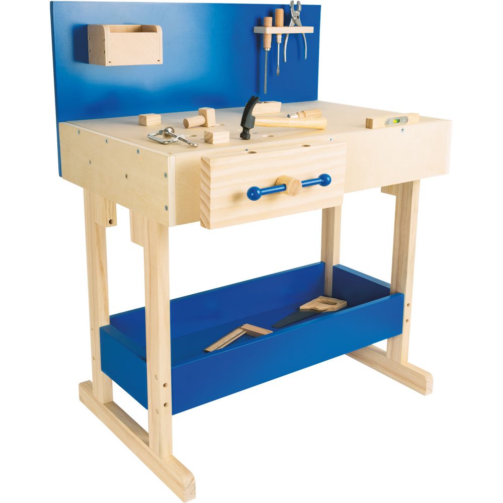small foot Kinderwerkbank Blau mit Zubehör