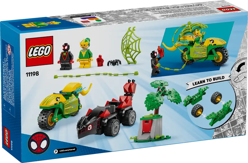 LEGO Spidey Actionspass mit Spin und Electro in ihren Dino-Flitzern 11198