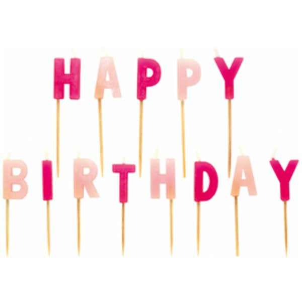 Amscan Kerzenset Happy Birthday pink
