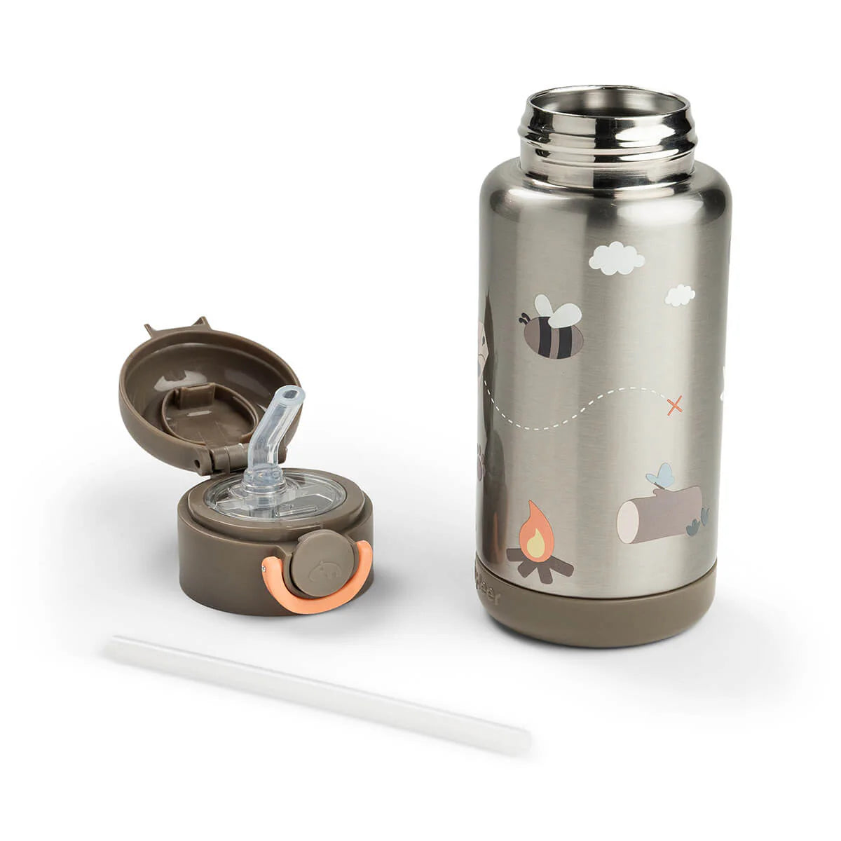Done By Deer Thermo-Strohhalmflasche Tiny trails Sand 340 ml