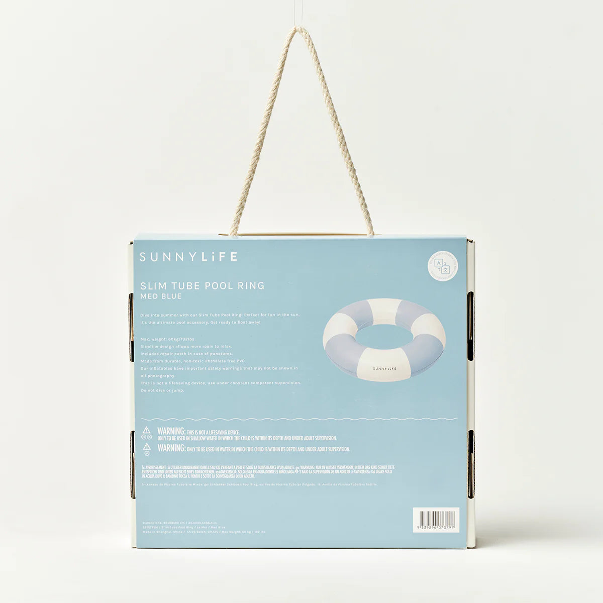 Sunnylife Slim Tube Pool Ring La Mer Med Blue