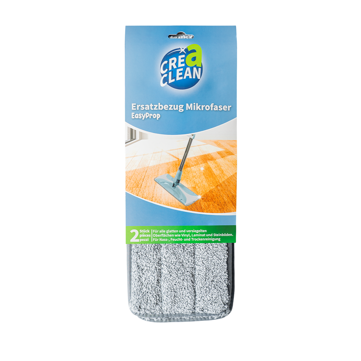 CREaCLEAN EasyProp – Ersatzpads Mikrofaser Wischbezug, 2er Set