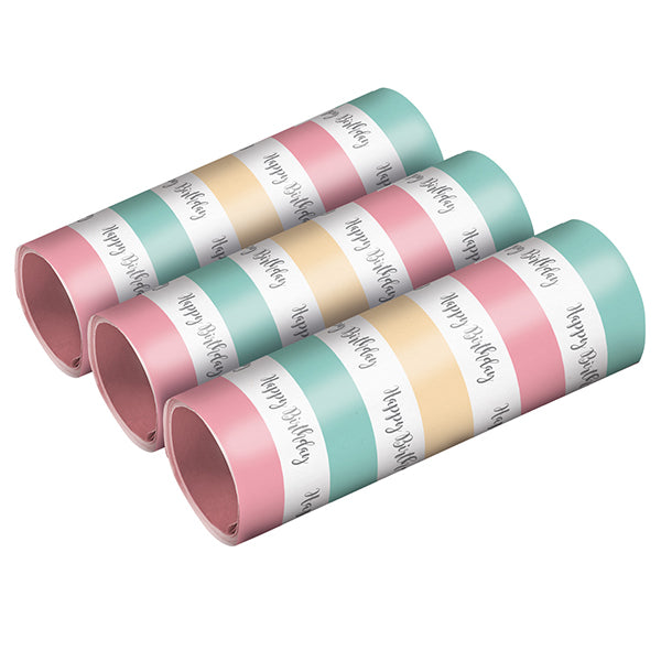 3 Rollen Luftschlangen Happy Birthday Pastel 4m