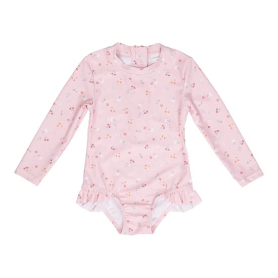 Little Dutch Badekleid langärmlig mit Rüschen Little Pink Flowers - 86/92