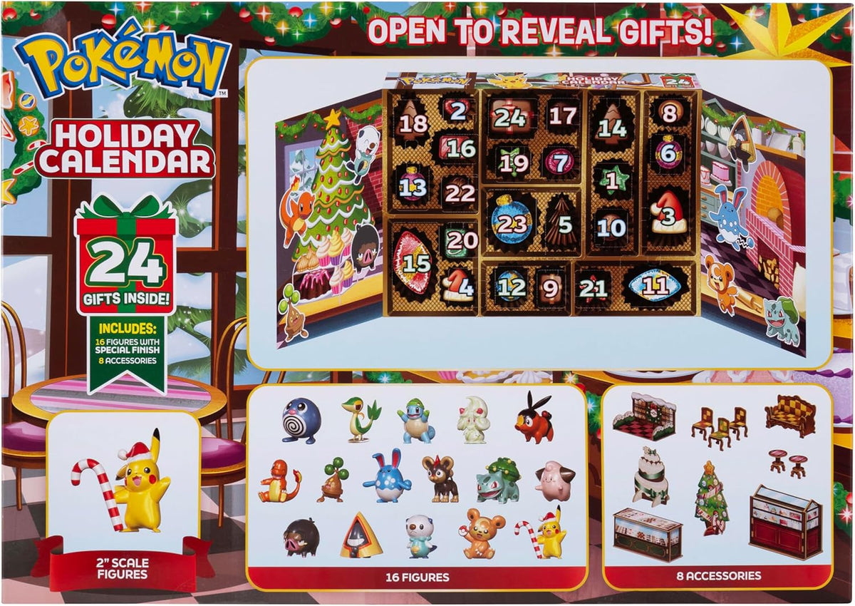 Jazwares Pokémon PKW4116 - Adventskalender – Mit 16 exklusiven Battle-Figuren