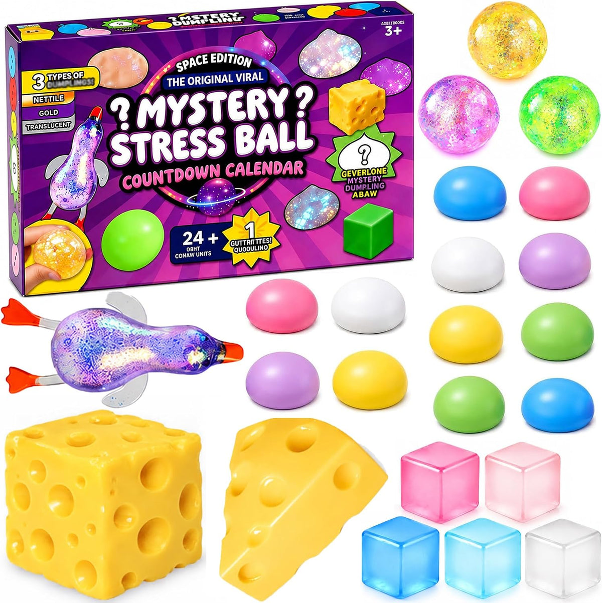 Pipihome Squishy Adventskalender 2026, 24 Stück Squishy Fun Box Set