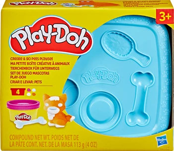 Play-Doh Knetbox ass. für unterwegs, 2-fach ass., 4 Dosen Knete, Zubehör, ab 3 Jahren