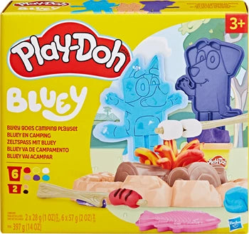 Play-Doh Zeltspass mit Bluey 8 Dosen Knete, Formen, Zubehör, ab 3 Jahren