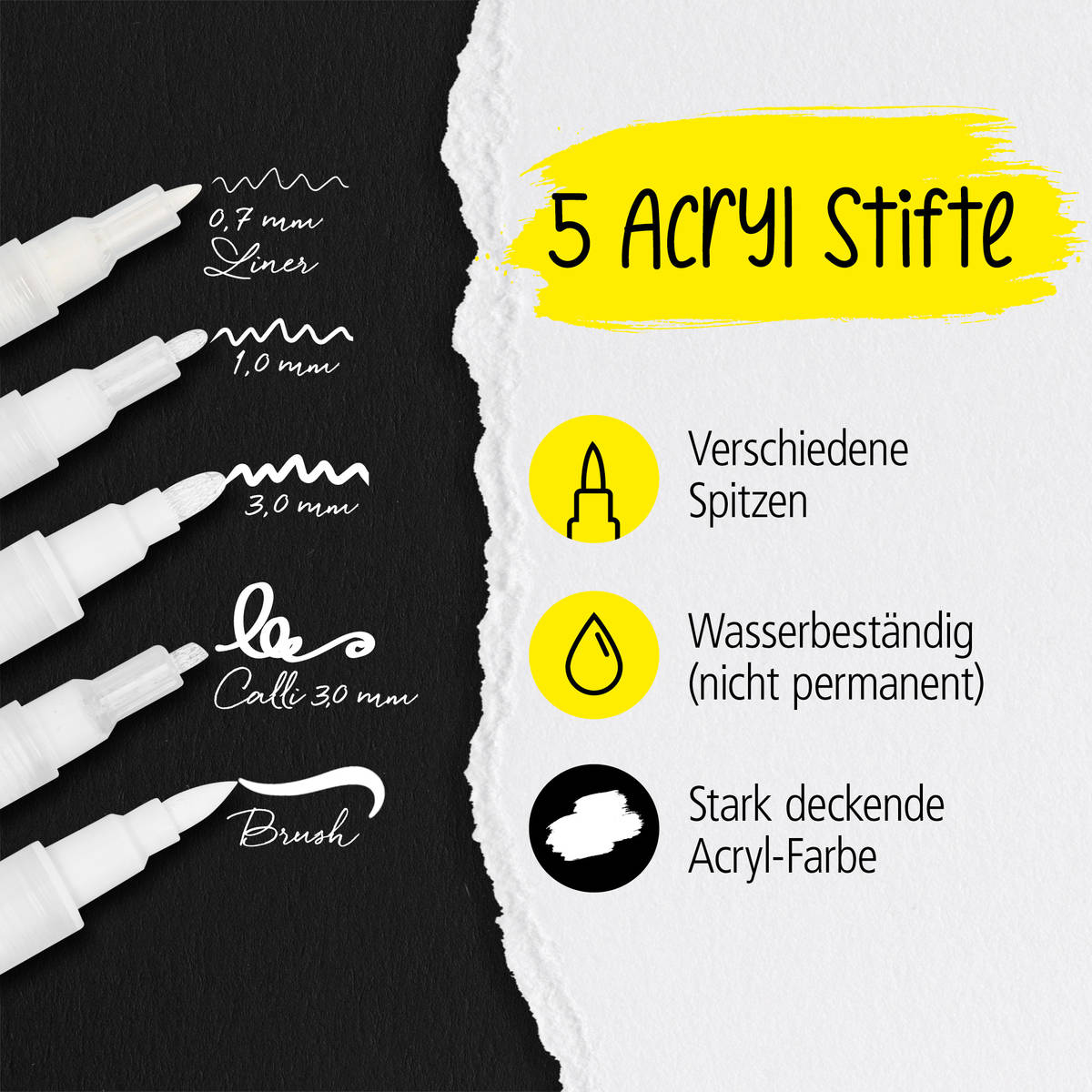 ONLINE White Lettering 5er Set