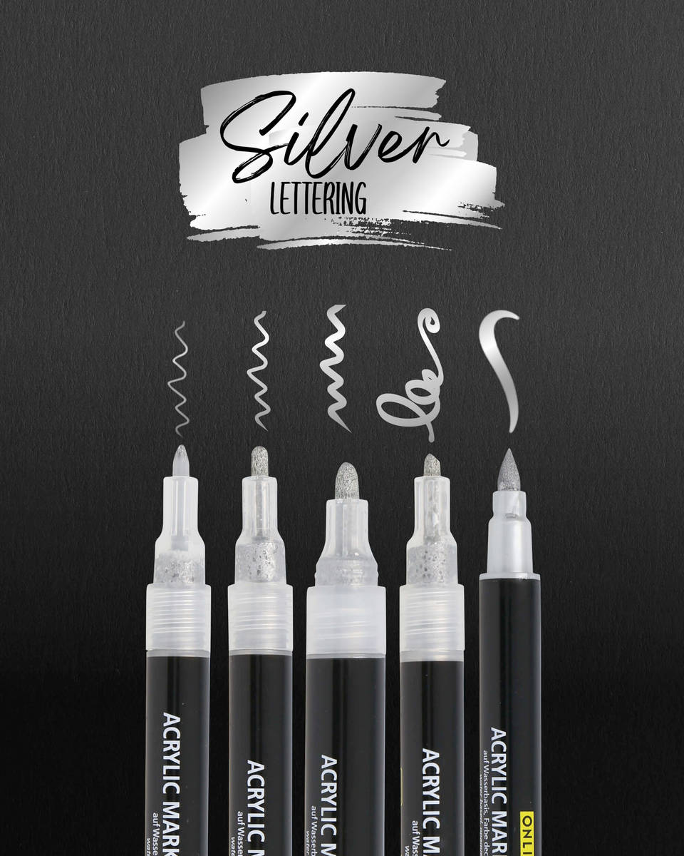ONLINE Silver Lettering Set 5 Acryl Marker