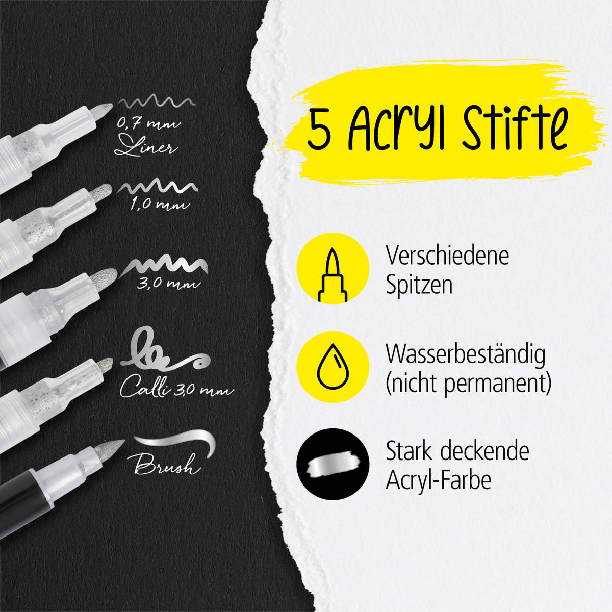 ONLINE Silver Lettering Set 5 Acryl Marker