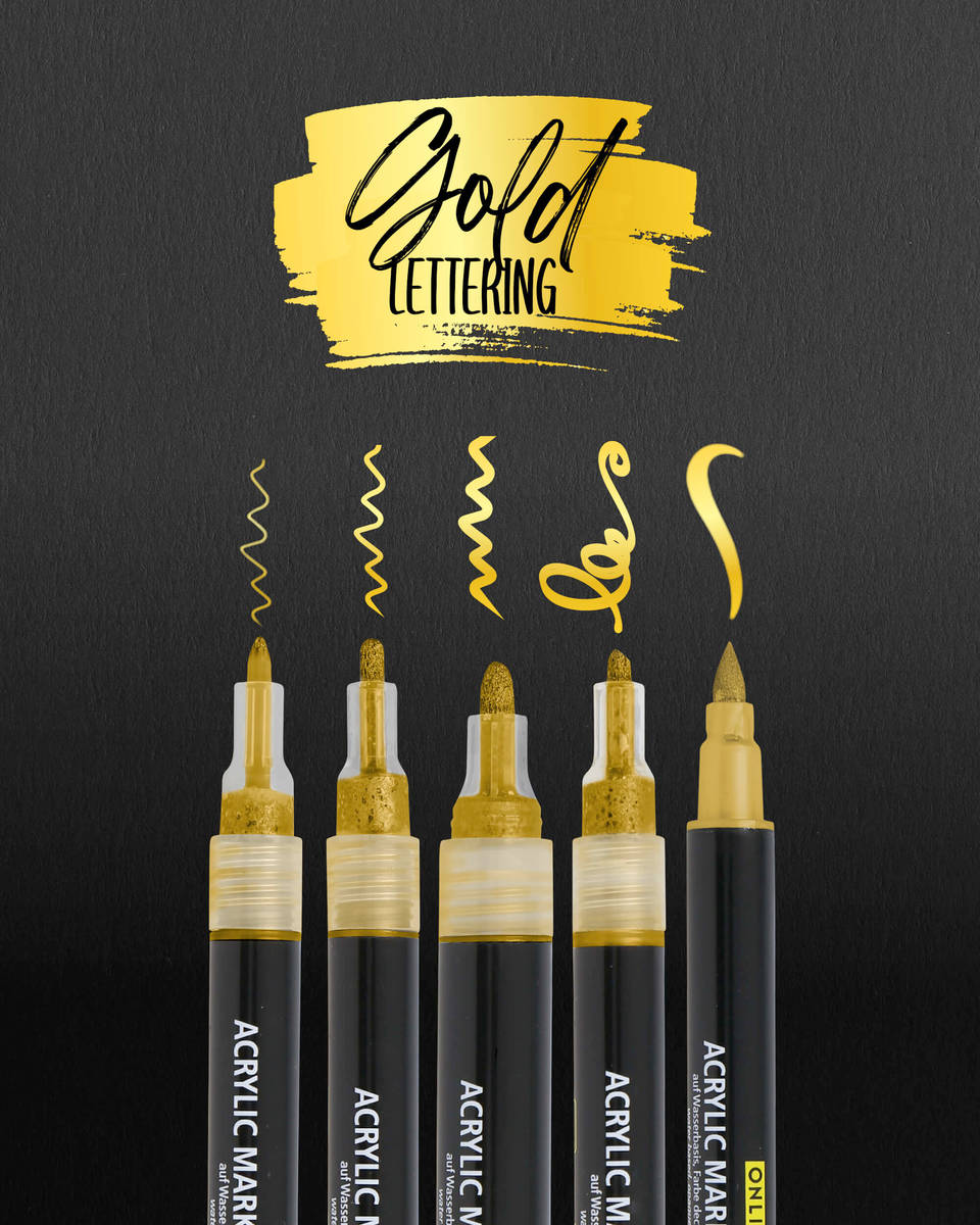 ONLINE Gold Lettering Set 5 Acryl Marker