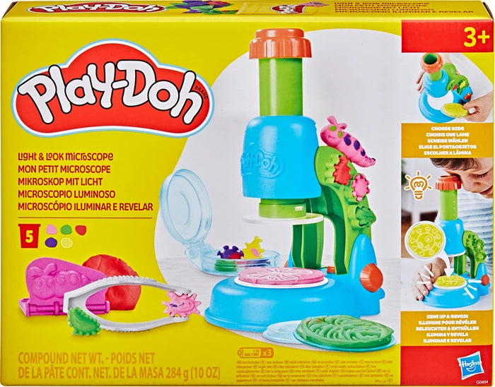 Play-Doh Mikroskop mit Licht 5 Dosen Knete, Petrischalen