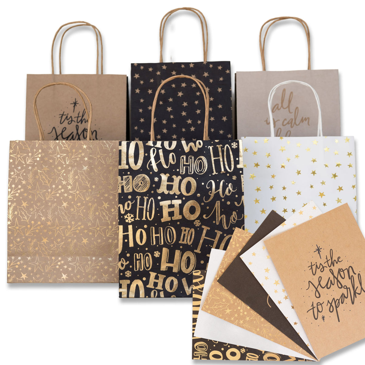 Papierdrachen 6 goldfolierte Geschenktüten – Holy Night