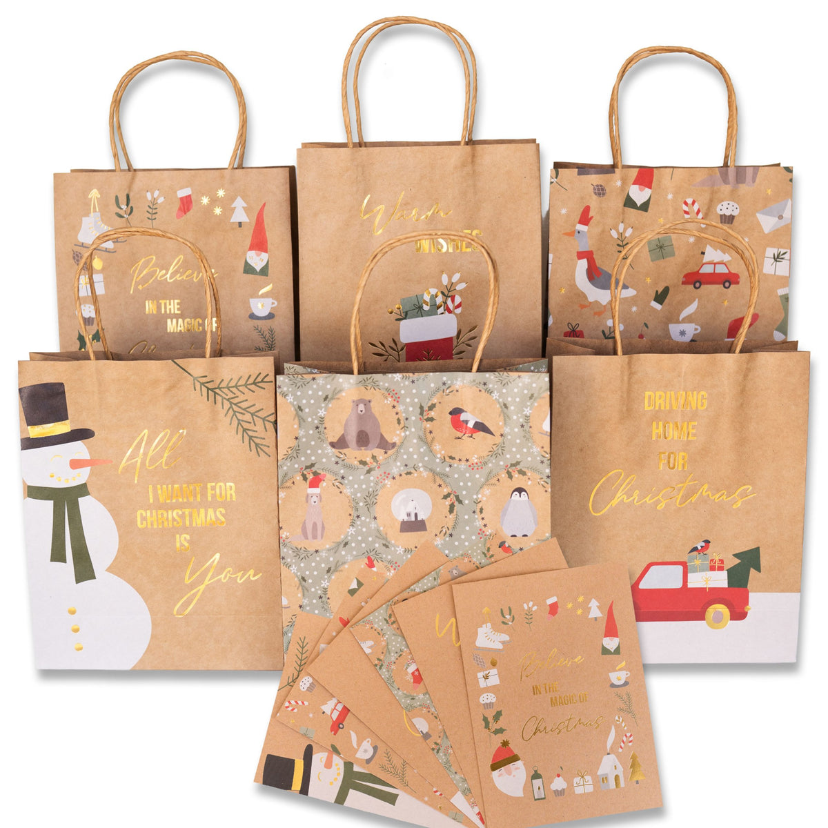 Papierdrachen 6 goldfolierte Geschenktüten – Scandi