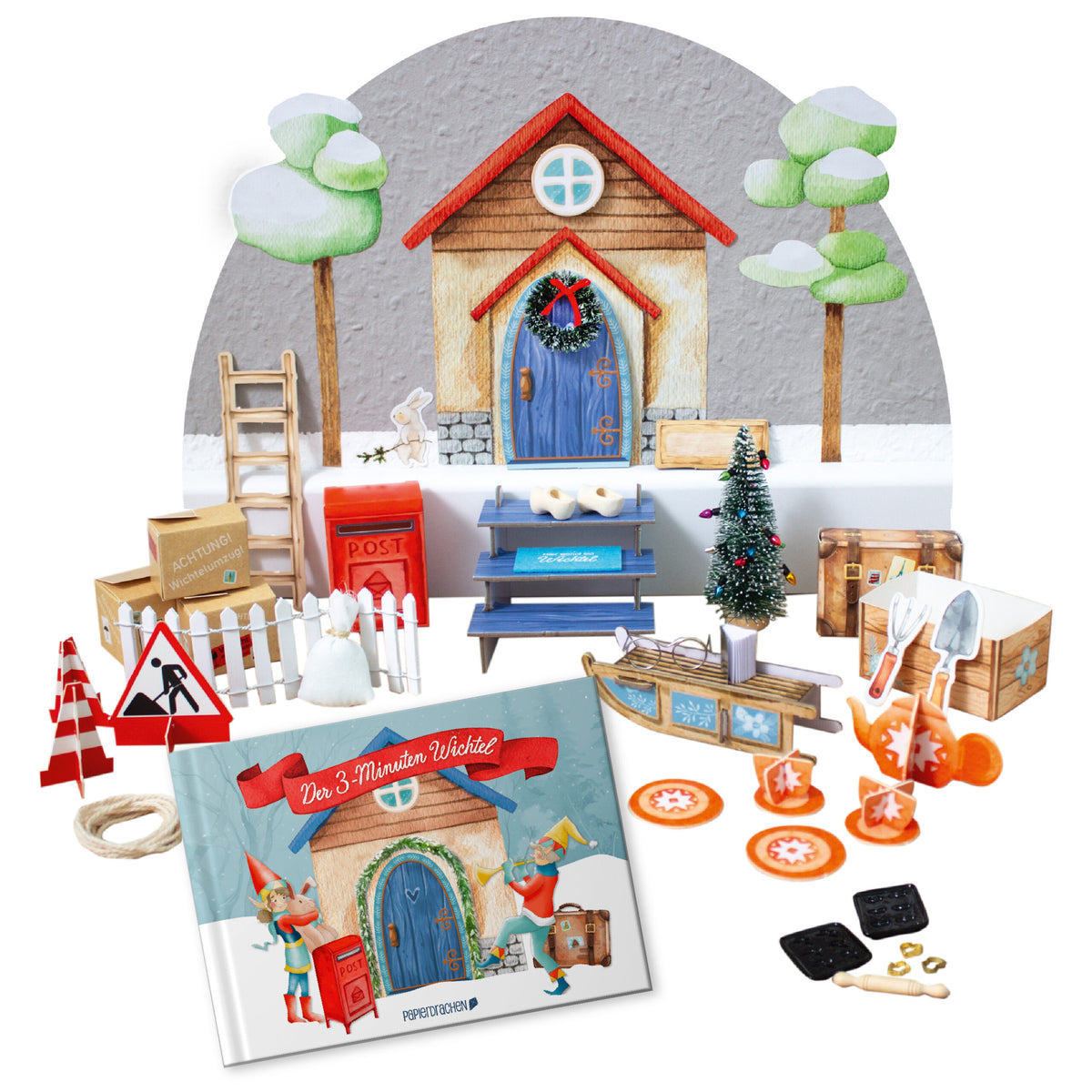 Papierdrachen Wichtel-Set zum Advent