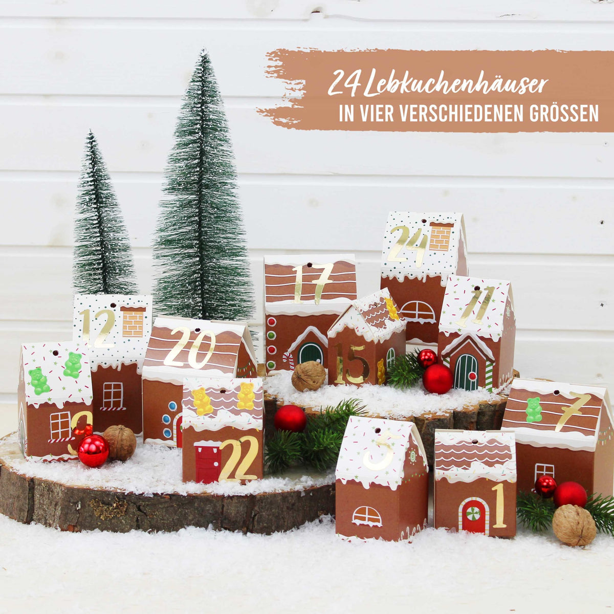 Papierdrachen Adventskalender Lebkuchen Häuser