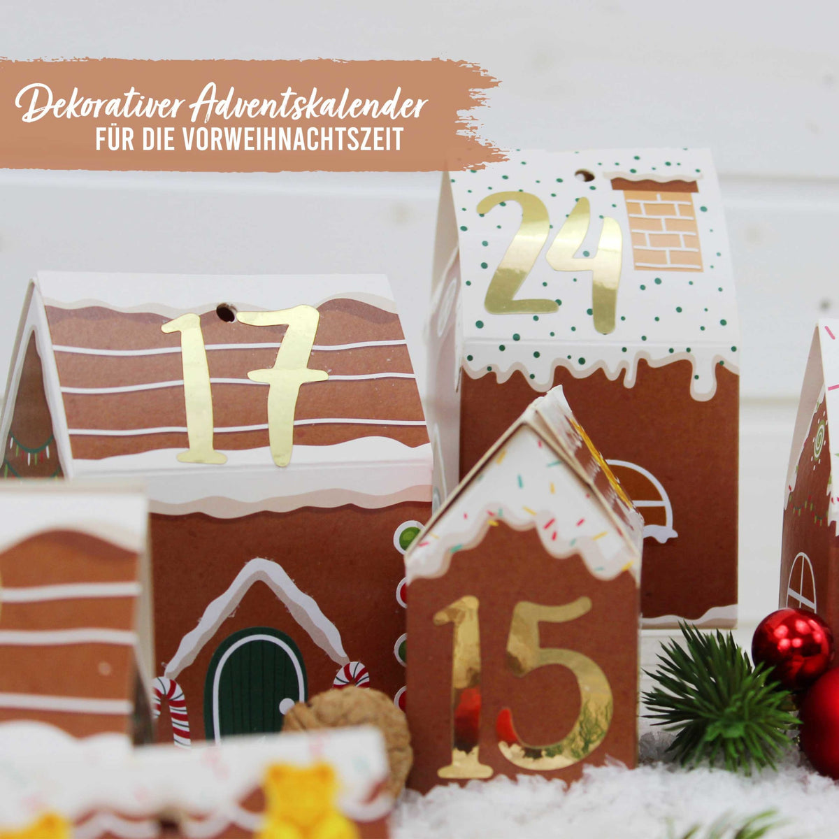 Papierdrachen Adventskalender Lebkuchen Häuser