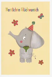 Postkarte Geburtstag Kind Elefant