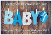 Postkarte Ereignis Baby Holz blau