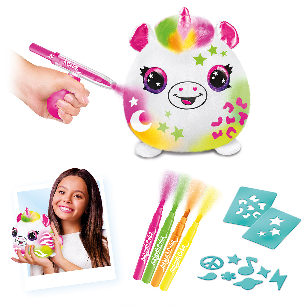 Canal Toys Airbrush Plush Neon Squish Pals Paint Can