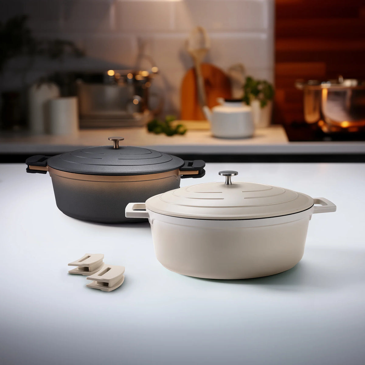 STONELINE® Roségold Gourmet Bräter 32x25 cm mit Deckel, Backofen und Induktion geeignet, Antihaft